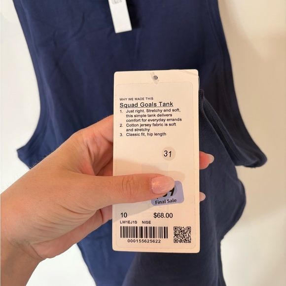 NWT Lululemon Squad Goals Tank Top Size 10 Dark Blue - Picture 4 of 7